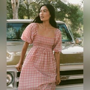 RARE Christy Dawn The Katrina Dress in Grapefruit Plaid